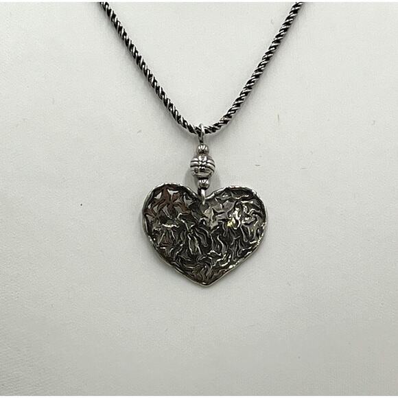 Silpada N1585 Sterling Silver 925 Filigree Heart Pendant Rope Chain Necklace - Picture 2 of 8